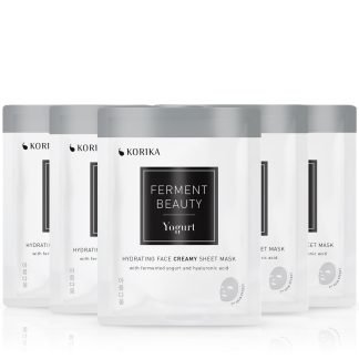 KORIKA FermentBeauty Set of 5 Hydrating Face Sheet Masks with Fermented Yogurt and Hyaluronic Acid
