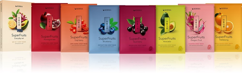 KORIKA SuperFruits Everyday Set of 7 Face Sheet Masks 7 x 25 g